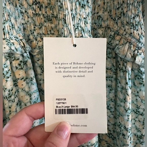 NWT Bohme Smocked Floral Midi Dress Size XL - Picture 4 of 5